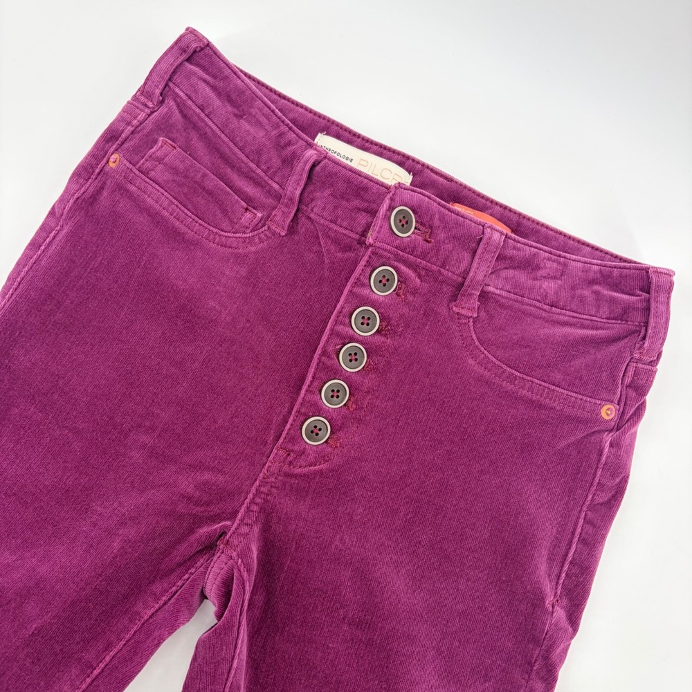 Anthropologie Pilcro High Rise Skinny Button Fly Corduroy Purple Women's 27